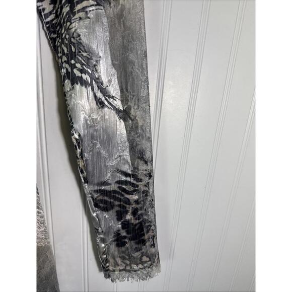 Vintage Komarov Outfit Skirt Top M Leopard Print Crinkle Y2k Midi Lace Animal - Picture 4 of 9